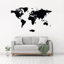 Luxusná drevená mapa na stenu XL - čierna
