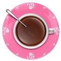 Hodiny káva s lyžičkou (ružové)