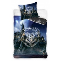 Harry Potter - posteľné obliečky Rokfort 140x200 - modré