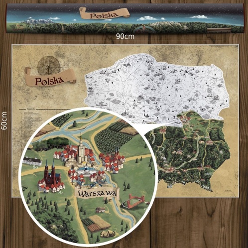 Stieracia mapa Poľska DELUXE XL - strieborná
