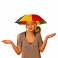 Multifarebný dáždnik a klobúk