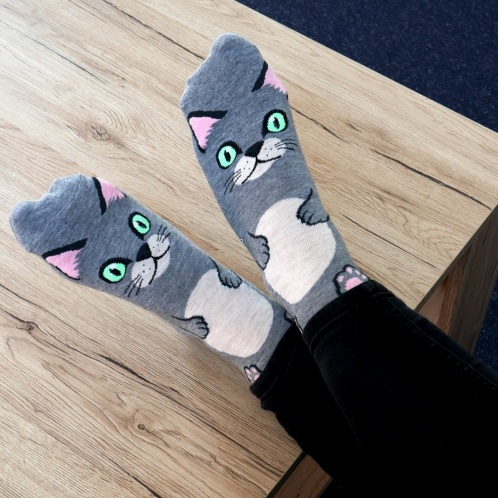 Ponožky mačička - šedé
