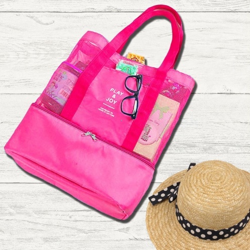 Plážová taška s termoprihrádkou - ružová