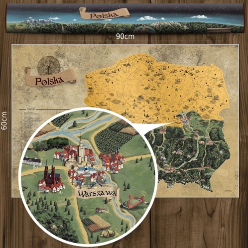 Stieracia mapa Poľska DELUXE XL - zlatá