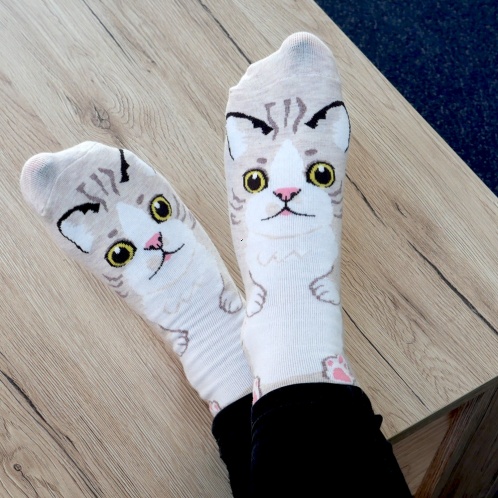 Ponožky mačička - béžové