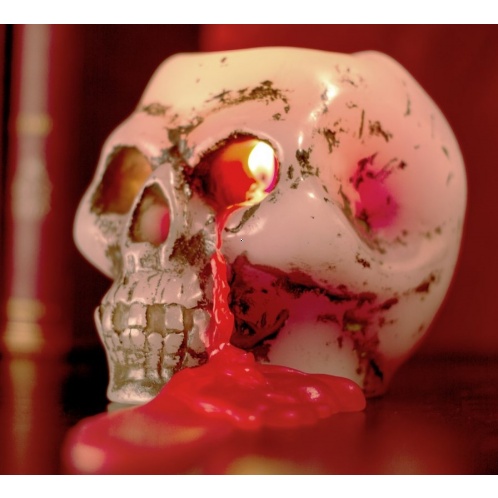 Sviečka - krvácajúca lebka (Halloween sviečka)